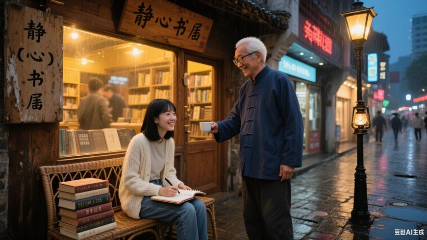 商业街老书店与女孩的写作缘分及相互成就故事