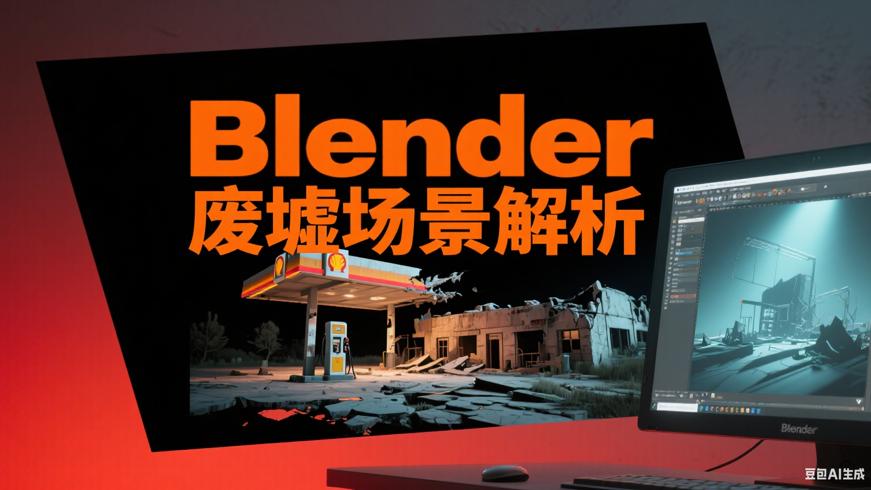 Blender影视级废墟加油站场景制作全解析