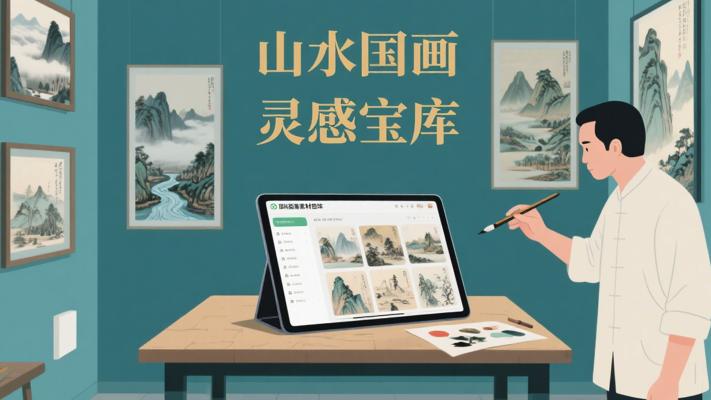 山水国画高清素材图库，艺术创作灵感宝库
