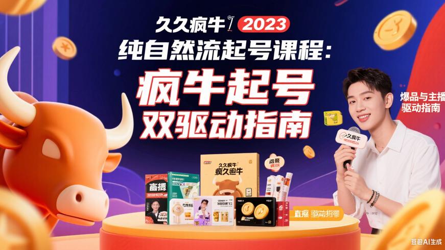 久久疯牛2023纯自然流起号课程：爆品与主播双驱动指南