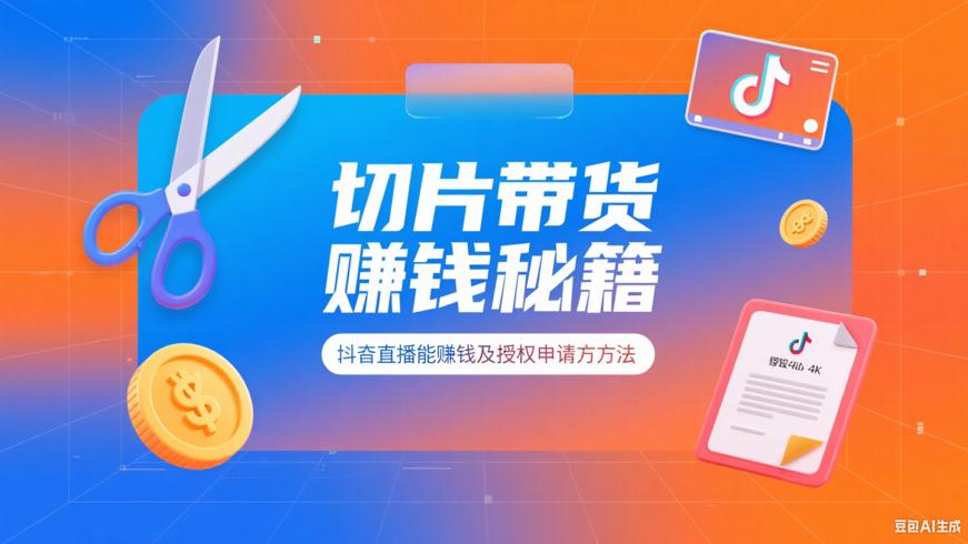 抖音直播切片带货能赚钱及授权申请方法