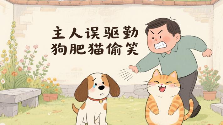 主人误将勤恳狗当懒虫赶走肥猫偷笑的故事
