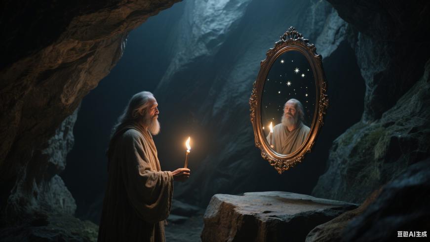 神秘山洞中的隐士与指引人生方向的古老镜子