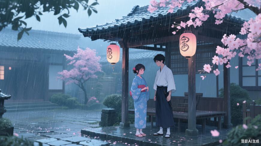 鸣神庇佑下的庭院雨幕与未言明的情愫