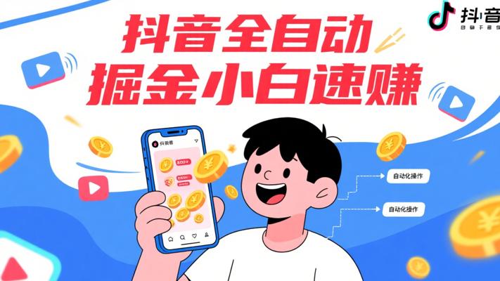 抖音全自动暴力掘金：小白秒上手收益无上限