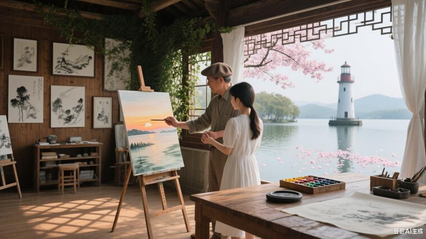 太湖鼋头渚画家与少女的艺术情缘及工作室坚守