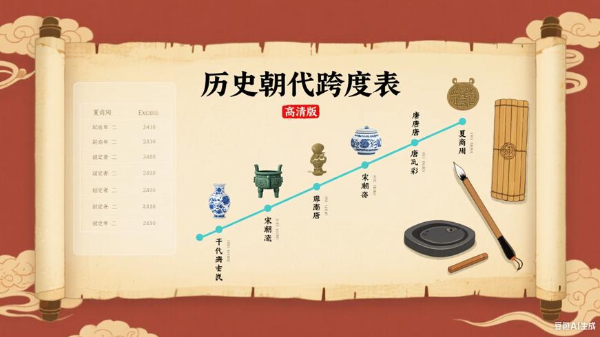 中国历史朝代跨度表高清图与Excel表格版