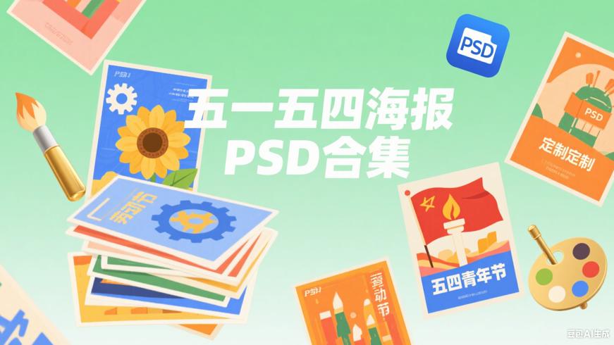 96款五一五四海报PSD：多样风格轻松定制