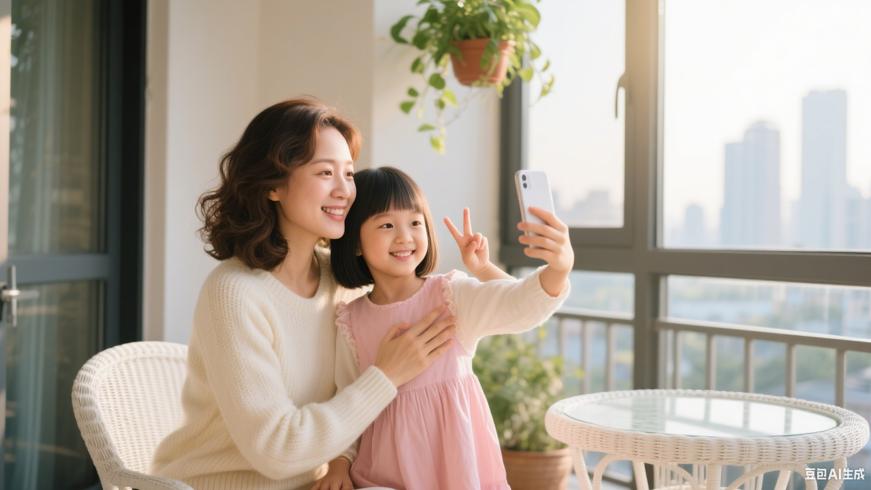 母女阳台自拍记录温馨家庭时刻