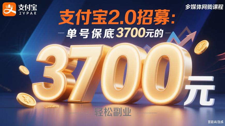 支付宝2.0招募：单号保底3700元的轻松副业