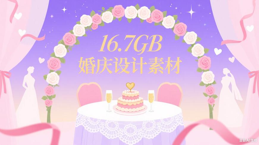 16.7GB婚庆背景展板设计素材：打造梦幻婚礼
