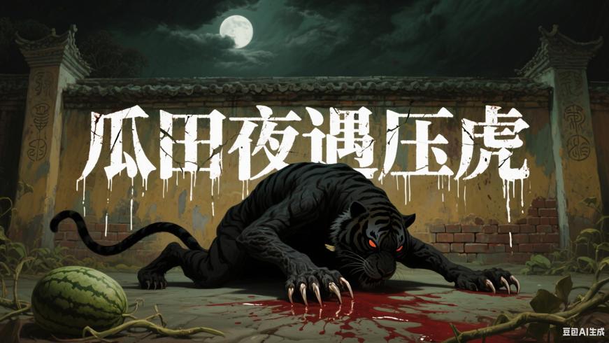 瓜田夜遇压虎：庙墙下的惊魂时刻