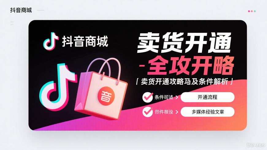 抖音商城卖货开通全攻略及条件解析