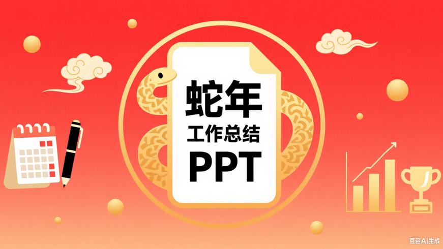 2025蛇年主题工作总结PPT模板：年终汇报利器