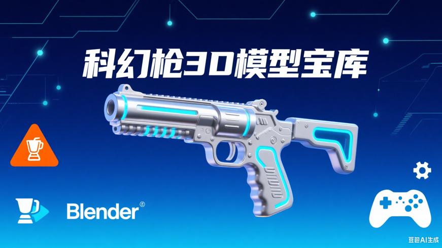 930.3MB Blender科幻枪3D模型：游戏武器素材宝库
