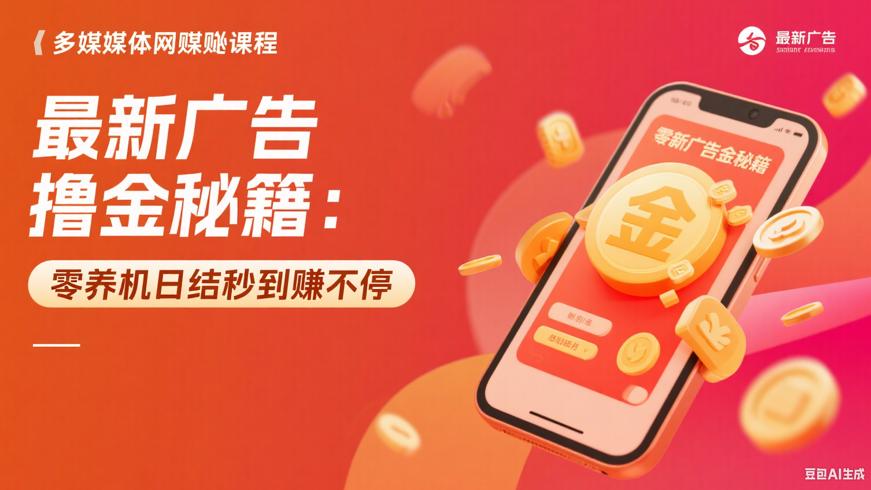最新广告撸金秘籍：零养机日结秒到赚不停
