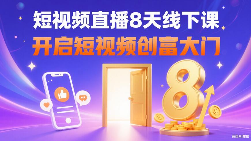短视频直播8天线下课：开启短视频创富大门