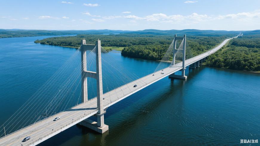 公路桥风景无人机拍摄高清视频素材文案