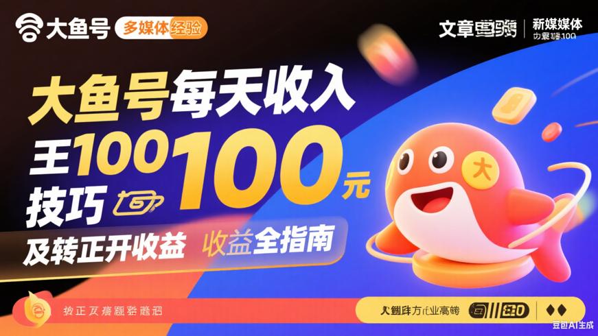 大鱼号每天收入100元技巧及转正开收益全指南