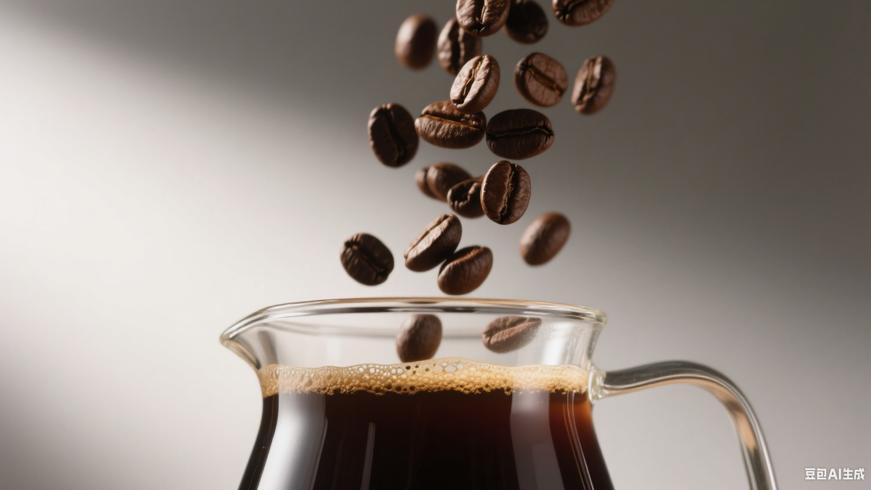 咖啡制作高清素材：咖啡豆落入咖啡壶镜头文案