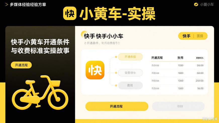 快手小黄车开通条件与收费标准实操故事