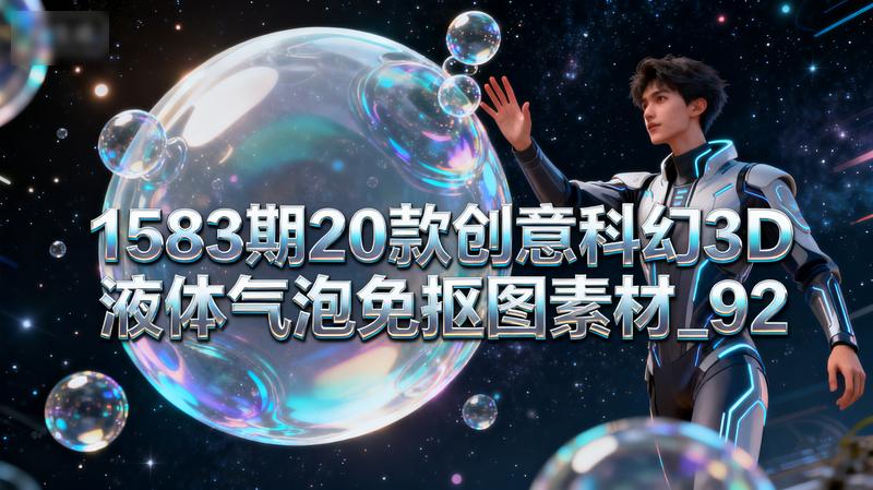 1583期20款创意科幻3D液体气泡免抠图素材_92