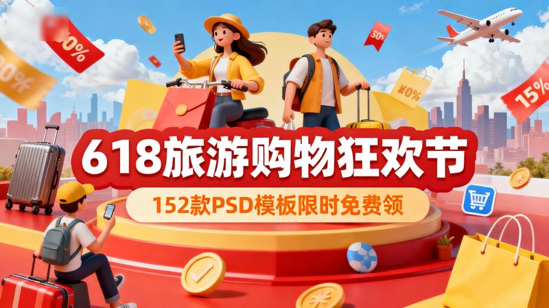 152款购物旅游促销横幅banner广告模板PSD源文件_61