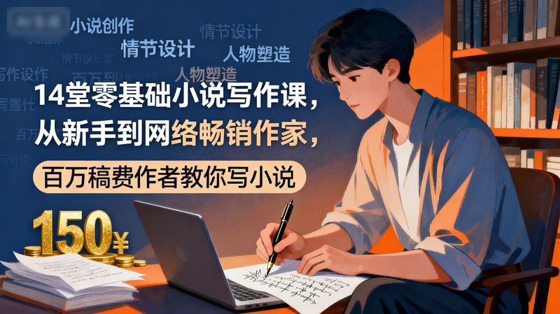 14堂零基础小说写作课，从新手到网络畅销作家，百万稿费作者教你写小说