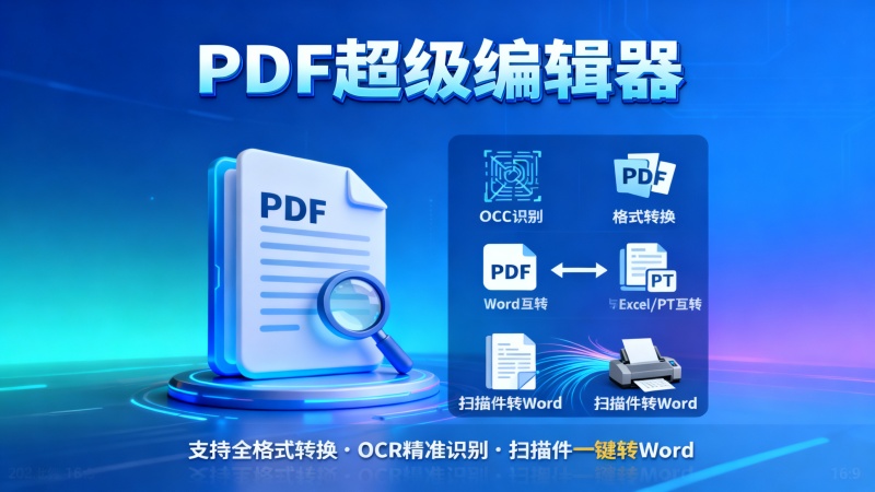 超级给力的pdf编辑器，支持批量pdf转word、ppt等格式，支持pdf扫描件文字识别
