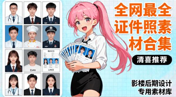 全网最全版本！证件照素材合集，近40GB素材文件，涵盖男女儿童结婚、海马体、形象照、五官全套素材