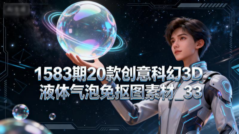 1583期20款创意科幻3D液体气泡免抠图素材_33