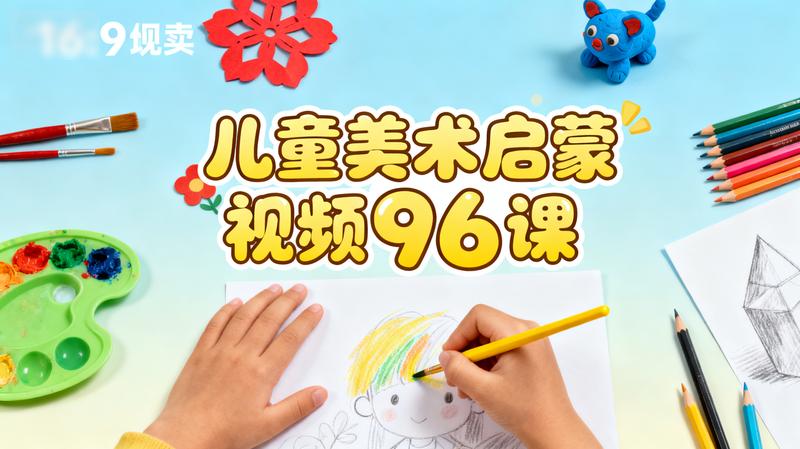 《儿童美术启蒙视频》96课，包含手工，绘画，素描等