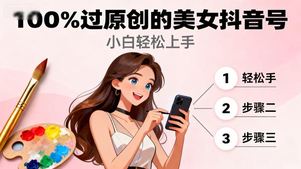 100%过原创的美女抖音号，小白轻松上手