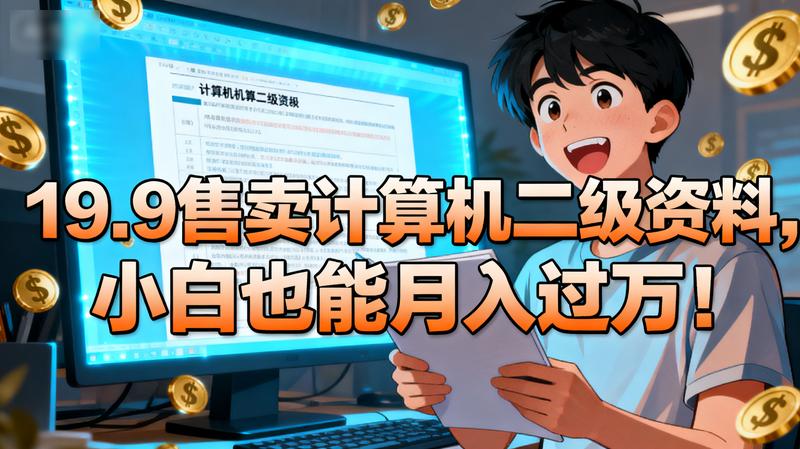 19.9售卖计算机二级资料，发发图片，小白也能月入过万!.