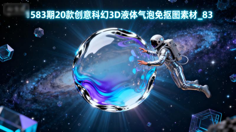 1583期20款创意科幻3D液体气泡免抠图素材_83