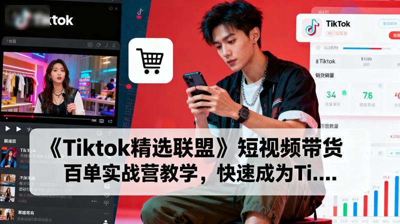 《Tiktok精选联盟》短视频带货百单实战营教学，快速成为Ti...