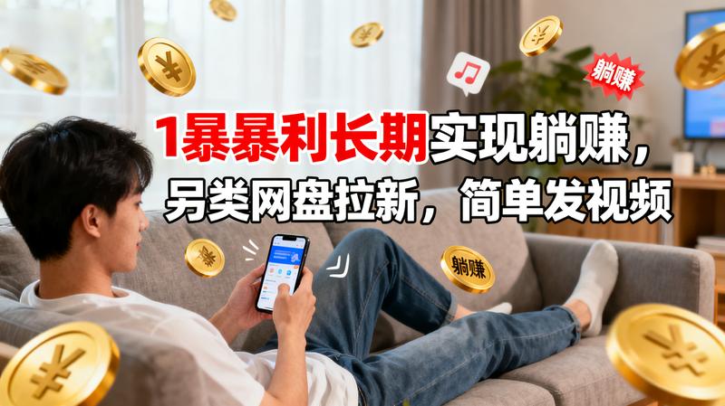 1暴利长期实现躺赚，另类网盘拉新，简单发视频。