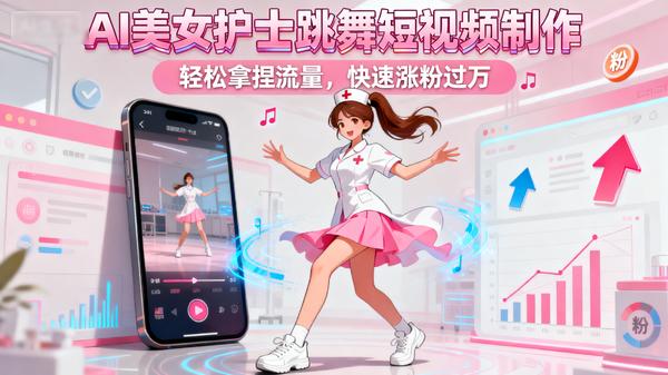 AI美女护士跳舞短视频制作，轻松拿捏流量，快速涨粉过万