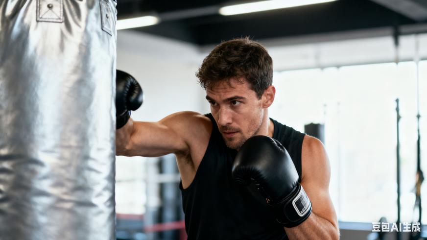 高清视频素材男子健身房拳击练习健身场景