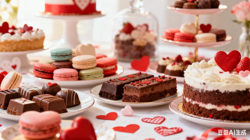 高清视频素材情人节主题各类甜食展示场景