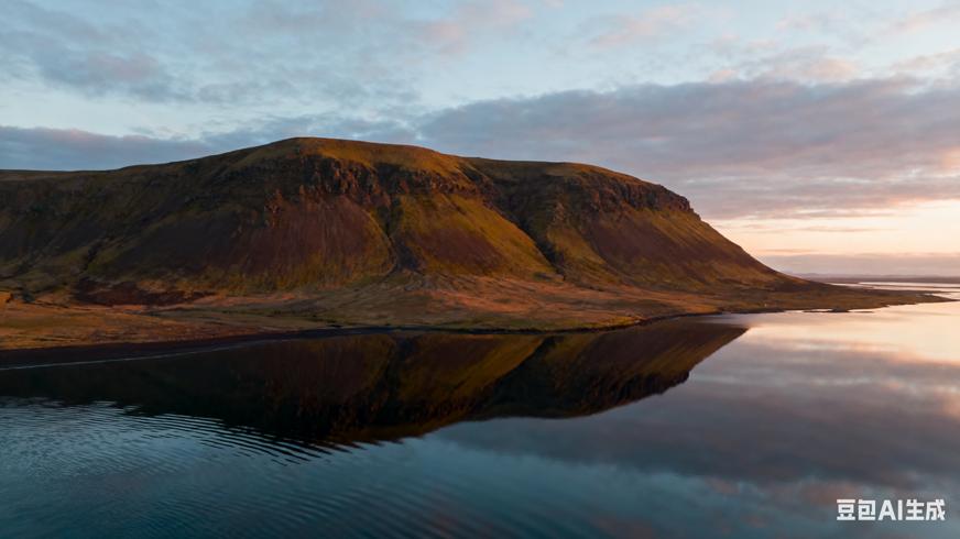 高清视频素材雄伟山丘天空倒影与无人机镜头