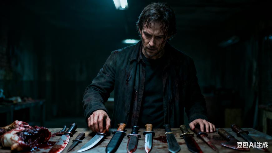 高清视频素材杀人凶手选择凶器血腥场景