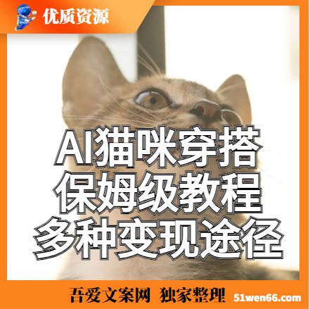 AI猫咪穿搭账号保姆级教程，起号容易，多种变现途径