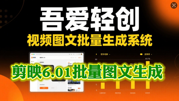 剪映6.01批量图文生成__《吾爱轻创》视频图文批量生成系统