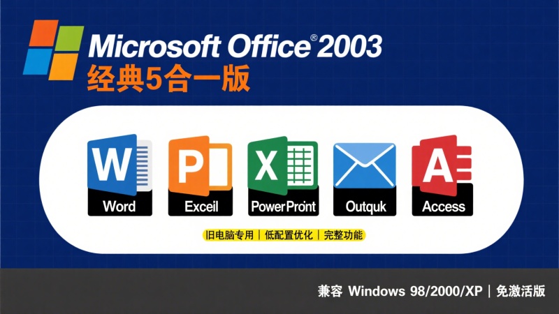 office2003经典5合一版，旧电脑必备办公软件