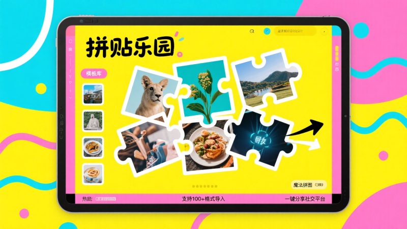 创意拼图，内置多种拼图样式、艺术字效果等，完全免费用