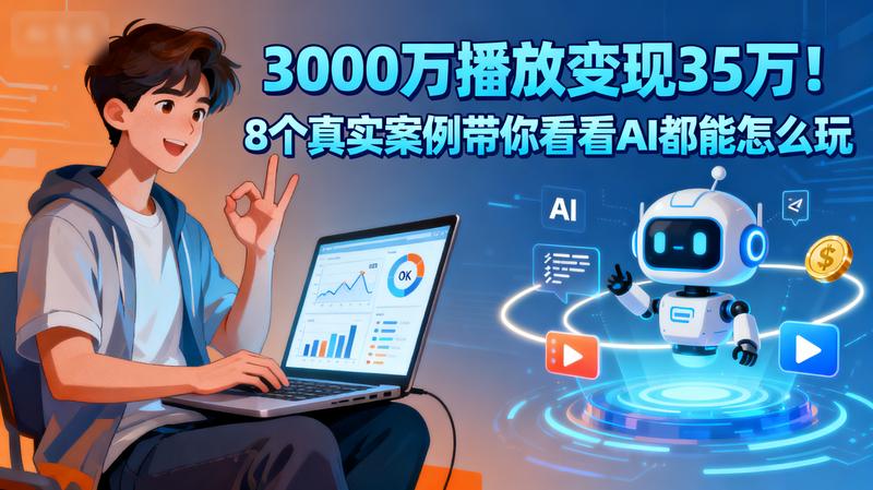 3000万播放变现35万！8个真实案例带你看看AI都能怎么玩