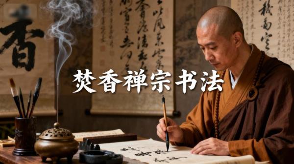 小说推文素材-焚香禅宗书法视频素材