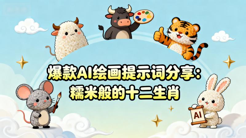 爆款AI绘画提示词分享：糯米般的十二生肖