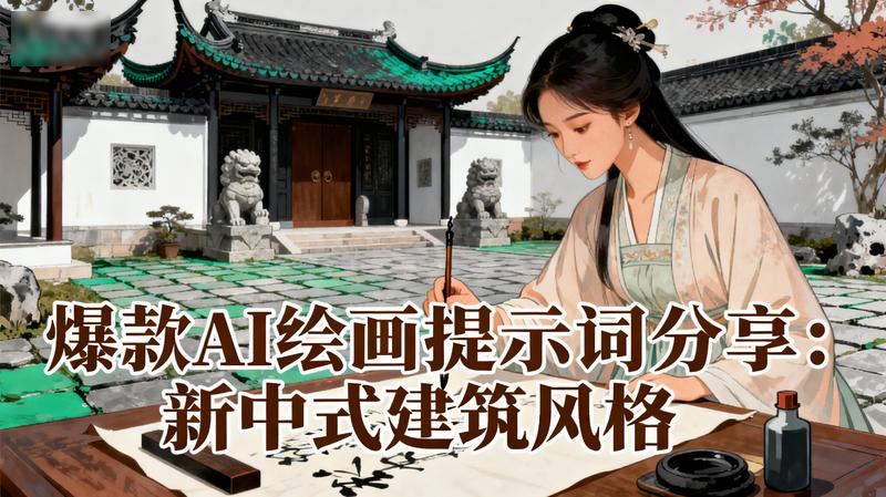 爆款AI绘画提示词分享：新中式建筑风格
